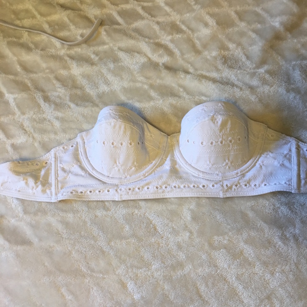A&F white eyelet longline bandeau top